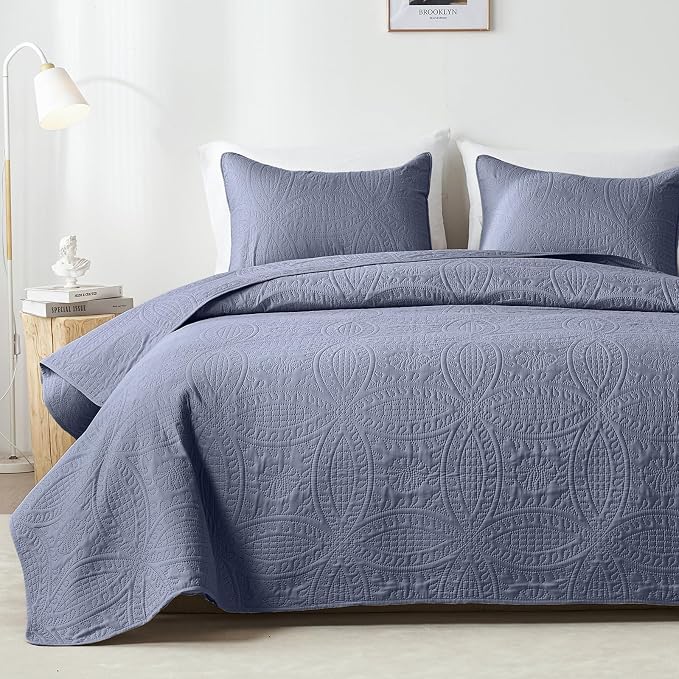 akkialla Quilts Queen Size, Bluish Grey Ultrasonic Full/Queen Quilt Set by akkialla
