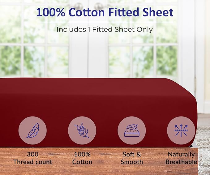 ROYALE LINENS 300 Thread Count 100% Long Staple Combed Cotton Fitted Sheet - Image 4