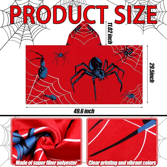 Peryiter 1 Pcs Spider Hooded Bath and Beach Towel 100% Cotton Pool Towels - Image 3