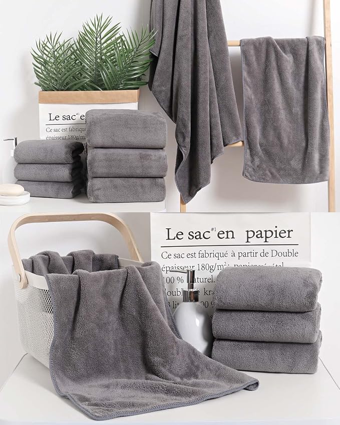 Lumimi Towel Set of 6 Very Soft Microfiber 3 Bath and 3 Hand Towels Quick Dry - Image 6