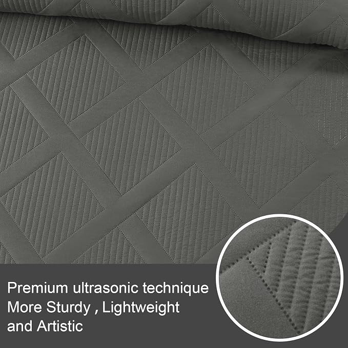 Exclusivo Mezcla Oversized King Quilt Set- Grey Cal King Quilts Bedding Set - Image 4