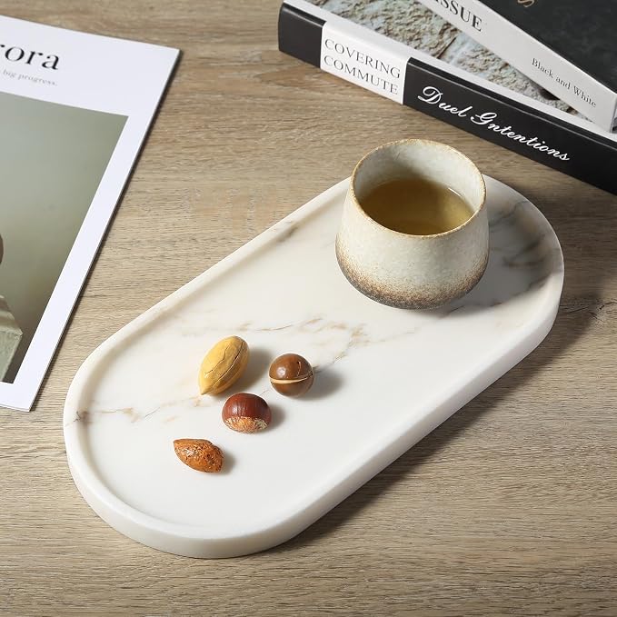 Koville White Marble Tray with Gold Pattern - Image 7