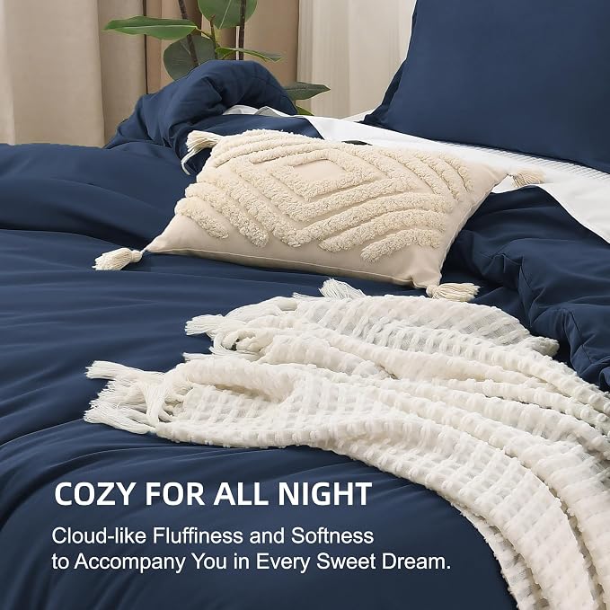 Litanika Navy Blue Comforters Oversized King Size, 3 Pieces Lightweight Solid - Image 7