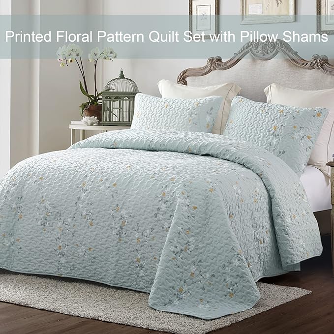 Exclusivo Mezcla Reversible Boho Quilts King Size, Aqua Bedspreads Lightweight - Image 2
