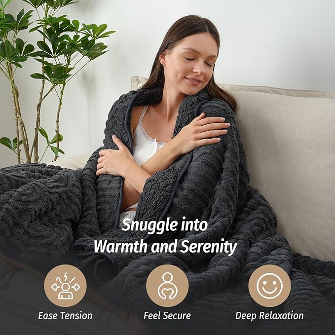 Wemore Jacquard Fleece Weighted Blanket Twin Size 48" x 72" 12lbs, Ultra Soft - Image 5