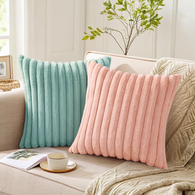Pallene Faux Fur Plush Throw Pillow Covers 22x22 Set of 2, Luxury Soft Fluffy - Image 5