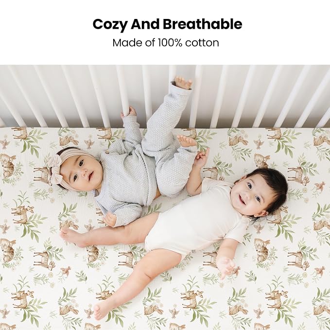 Konssy Muslin Crib Sheets 2 PCS, 100% Cotton Baby Crib Sheets - Image 2