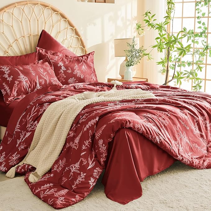MUXHOMO Duvet Cover King Size, Reversible Floral Terracotta Duvet Cover Set - Image 3