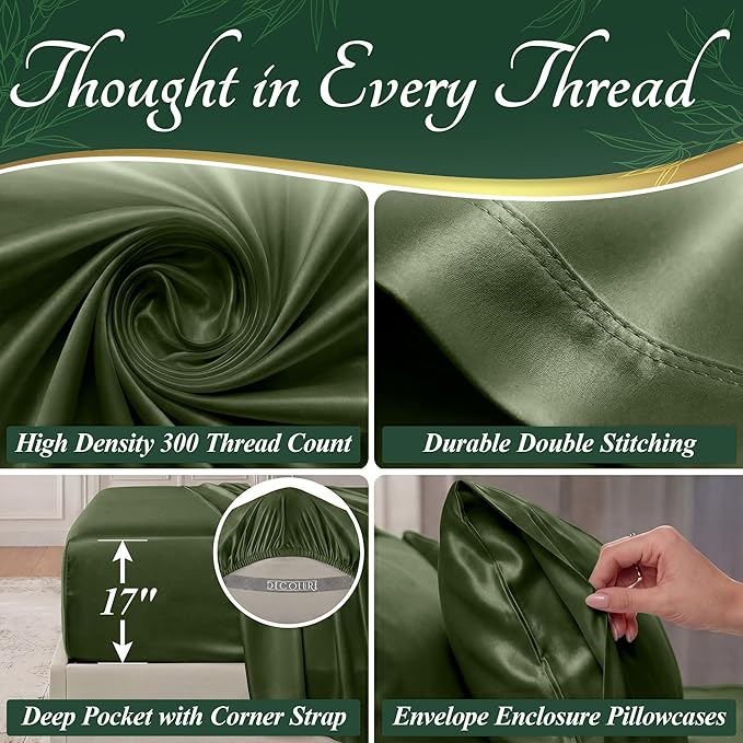 DECOLURE 100% Viscose Derived from Bamboo Sheets Twin Size - Image 4