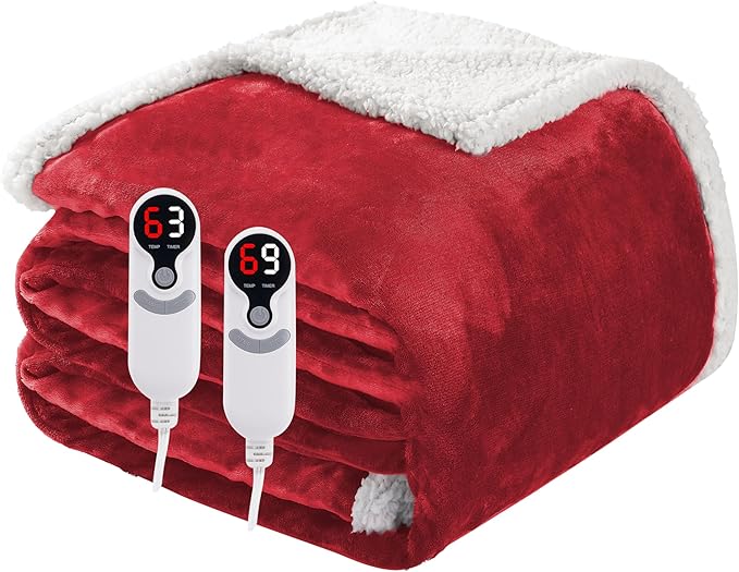 Electric Heated Blanket Queen Size 84"x90", Soft Flannel by Soypipo
