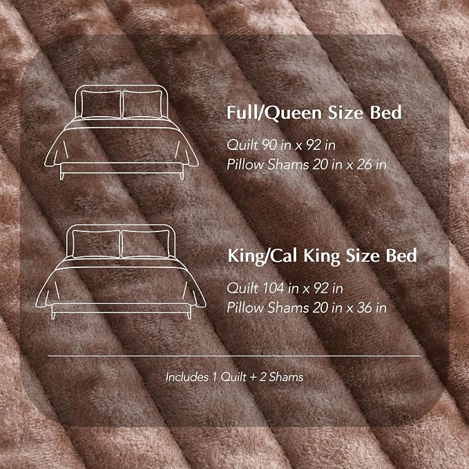 EVERGRACE Velvet Quilt Set King Size, Luxurious Soft Striped Channel Bedding Set - Image 8