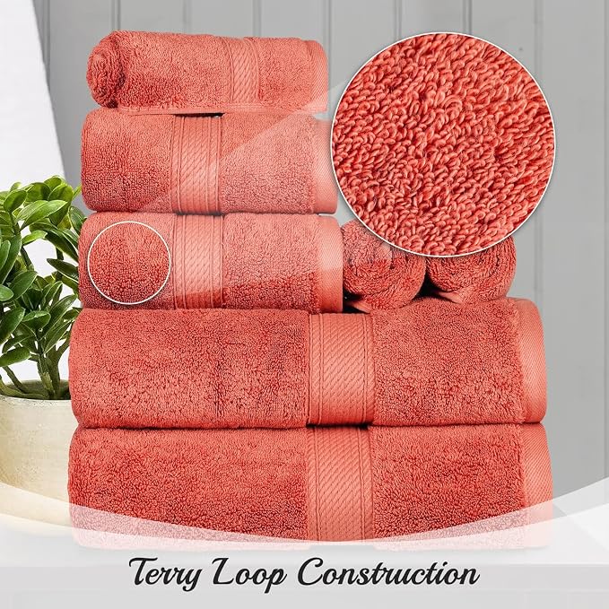 SUPERIOR Egyptian Cotton Pile 8 Piece Towel Set, Includes 2 Bath, 2 Hand - Image 8