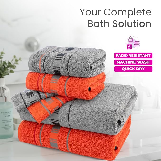 CASA COPENHAGEN X Line 6Pcs 100% Egyptian Cotton Large Designer Towels Gift - Image 2