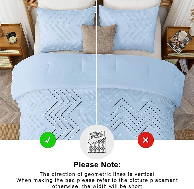 Andency Light Blue Comforter Set Queen Size, Boho Soft Warm Tufted Bedding - Image 5