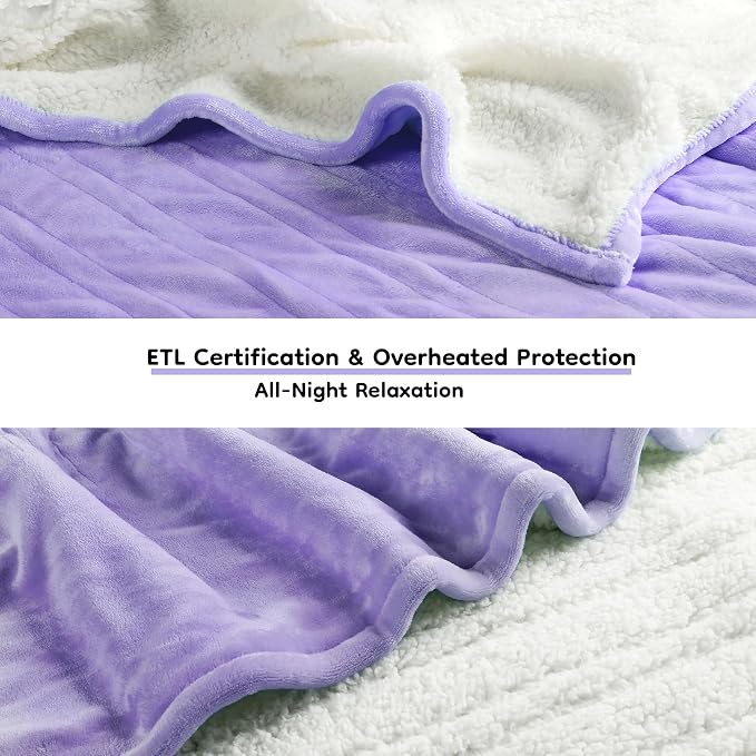 LaffyLo Electric Heated Blanket Queen Size 84 x 90, Dual Control, Fast Heating - Image 2
