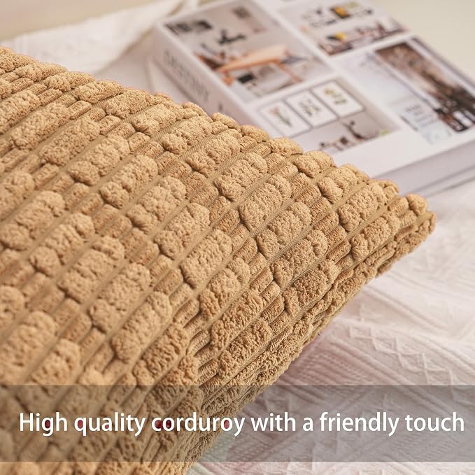 Aegero Pack of 2 Corduroy Decorative Throw Pillow Covers 12x24 Inch Soft - Image 2