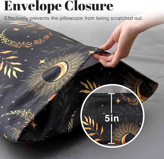 EXQ Home Satin Pillowcase for Hair and Skin Body- Multicolor Printed Black Moon - Image 5
