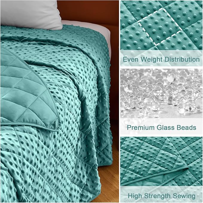 Teal Weighted Blanket for Adults 12lbs, Twin Full Size Cooling Minky Heavy - Image 6