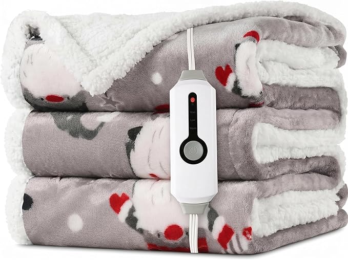 LaffyLo Heated Throw Blanket 50 x 60, Fast Heating Electric Blanket, Dual-Sided by LAFFYLO