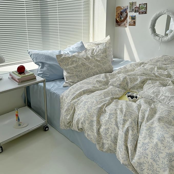mixinni Blue Floral Duvet Cover King Size - Image 8