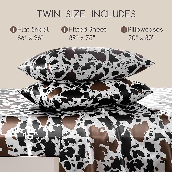 MR&HM Satin Sheets with Elastic Corner Straps, Twin Size 3-Piece Silky Bedding - Image 2