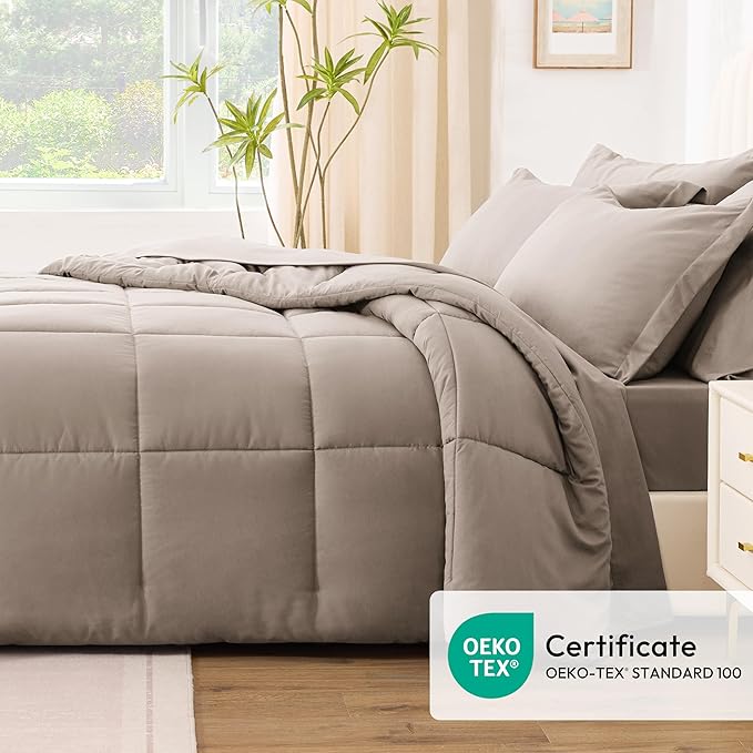 Love's cabin King Size Comforter Set Light Brown, 7 Pieces King Bed in a Bag - Image 5
