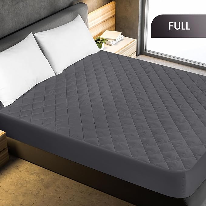 Utopia Bedding Quilted Fitted Mattress Pad, Full Size, Elastic Fitted Mattress - Image 2