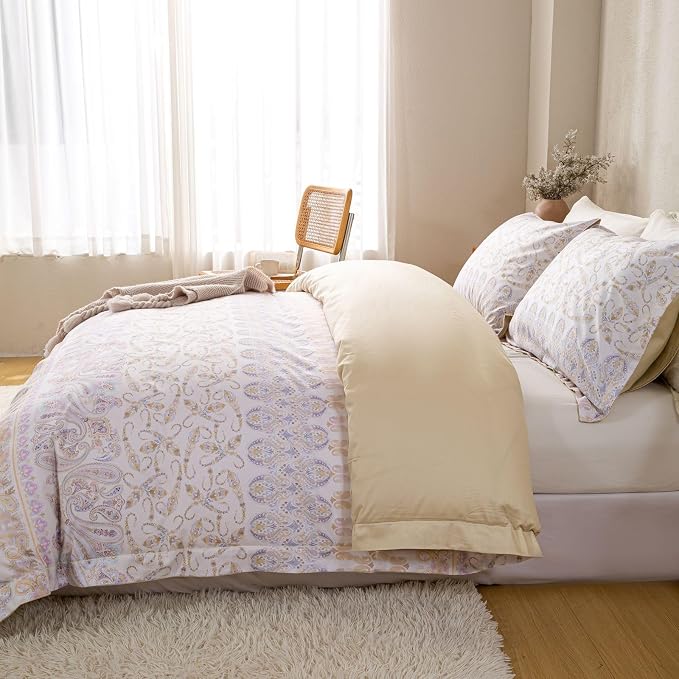 OAITE Duvet Cover Set Twin Size Floral Pattern Ultra Soft 100% Cotton Duvet - Image 5