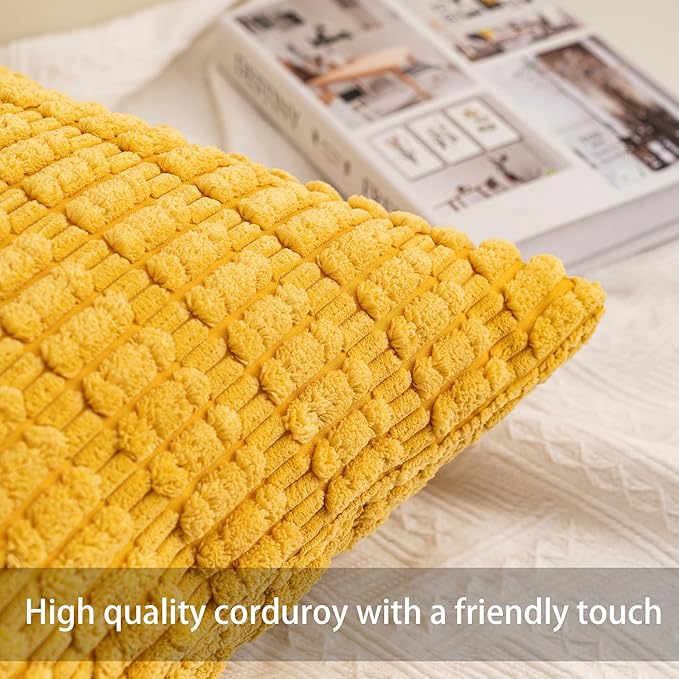 Aegero Pack of 2 Corduroy Decorative Throw Pillow Covers 20x20 InchSoft Boho - Image 3