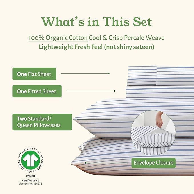 California Design Den Stripe Sheets Queen Size Set - Image 5