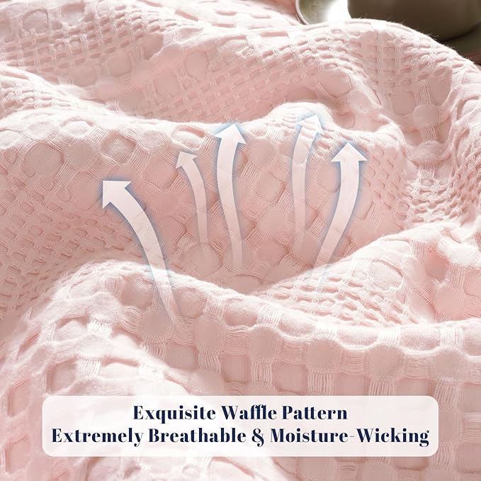 PHF Cooling Waffle Blanket King Size, Lightweight 60% Rayon from Bamboo & 40% - Image 4