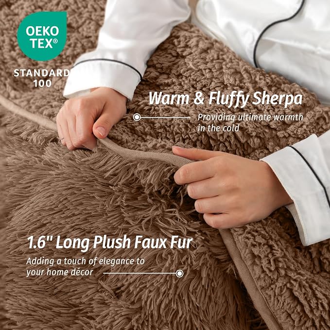 Wemore Shaggy Long Fur Faux Fur Weighted Blanket, Cozy and Fluffy Plush Sherpa - Image 2