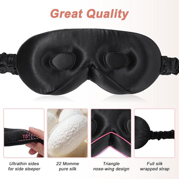 VOCOSTE 22 Momme Pure Silk Sleep Mask - Image 5