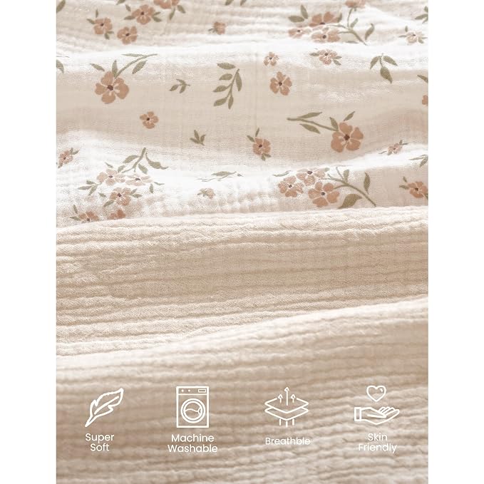 Konssy Muslin Mini Crib Sheets, 100% Soft Cotton Pack and Play Sheets - Image 4