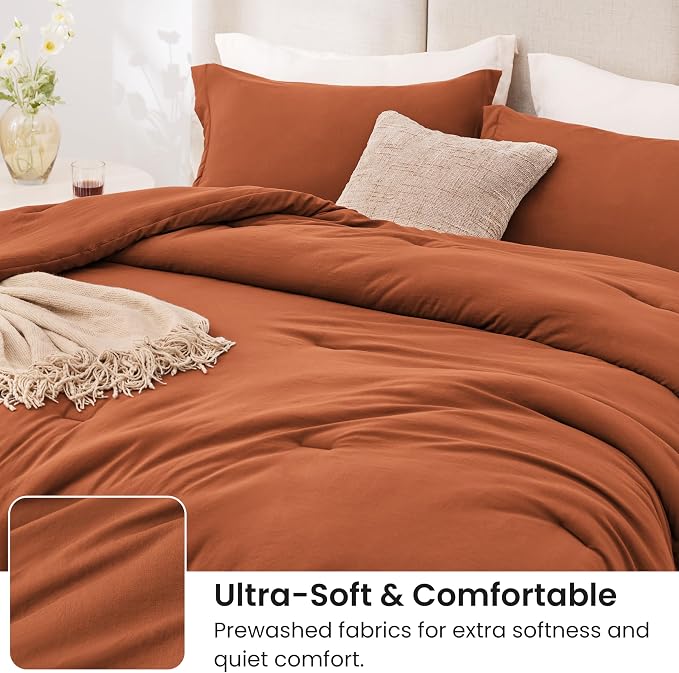 Love's cabin Terracotta Queen Comforter Set, 3-Piece Prewashed Bed Set - Image 4