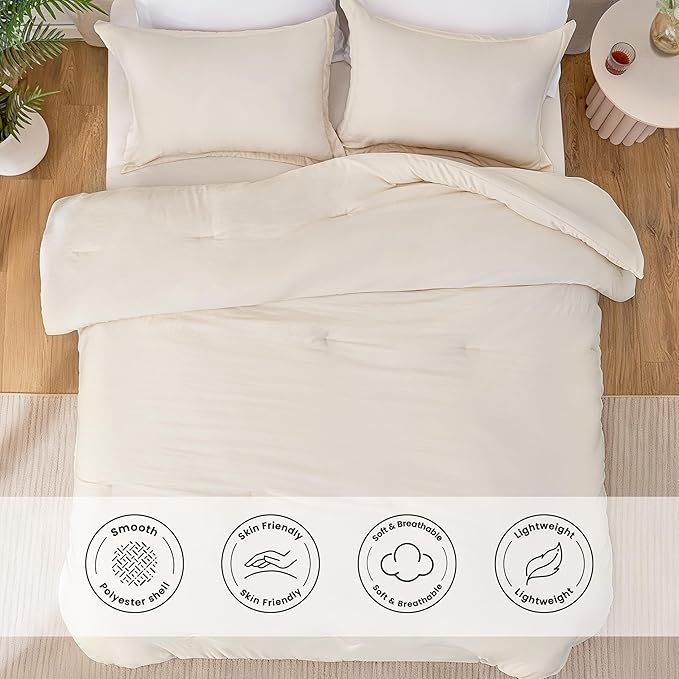 Love's cabin Beige Full Comforter Set, 3-Piece Prewashed Bed Set - Image 3