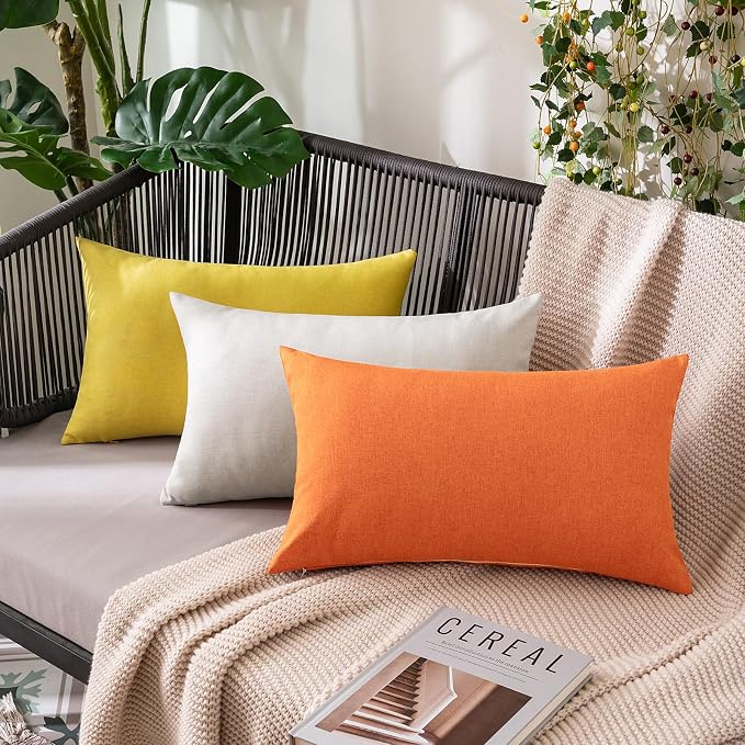 MIULEE Pack of 2 Decorative Outdoor Solid Waterproof Throw Pillow Covers Faux - Image 7
