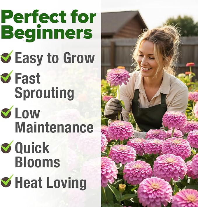 HOME GROWN Pink Zinnia Seeds – 1500 Luminosa Zinnias, Fast Blooming, Heat - Image 6