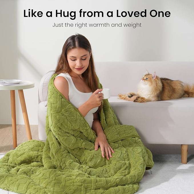 Drewin Weighted Blanket Queen Size 15 lbs, Dual Sided Soft Fuzzy Jacquard - Image 4