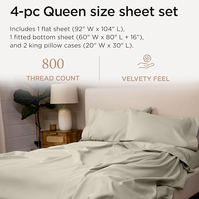 Threadmill Queen Sheet Set | 800 Thread Count Queen Bed Sheets - Image 2