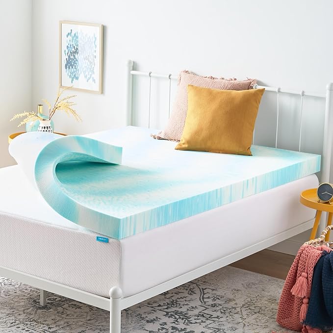 Linenspa 4 Inch Swirl Gel Memory Foam Mattress Topper, King Size – Cooling Gel by Linenspa