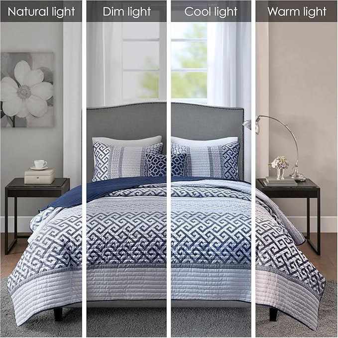 Madison Park Quilt Set Luxurious Jacquard Stripes Design - Image 2
