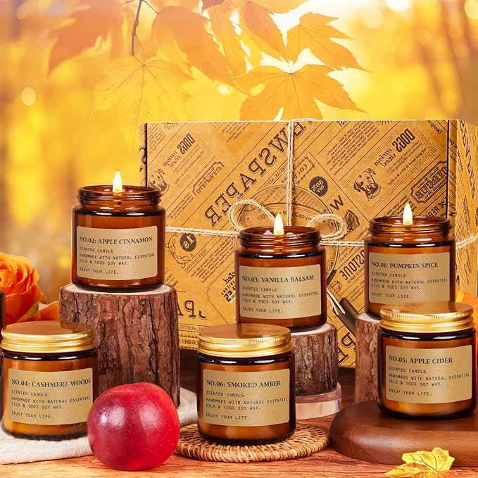 Candles for Home Scented, 6 x 3.5 oz Soy Wax & 150 Hours Long Lasting Fall - Image 5