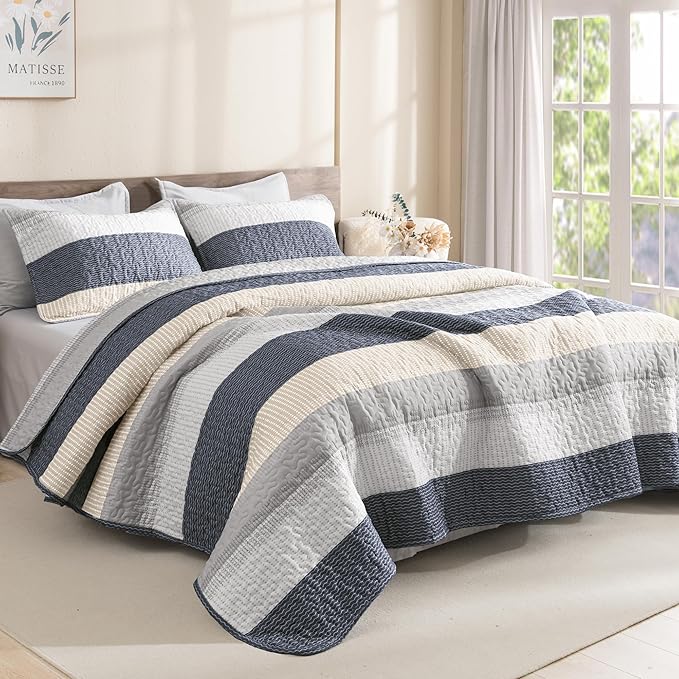 Litanika California King Quilt Set Blue and Yellow by Litanika