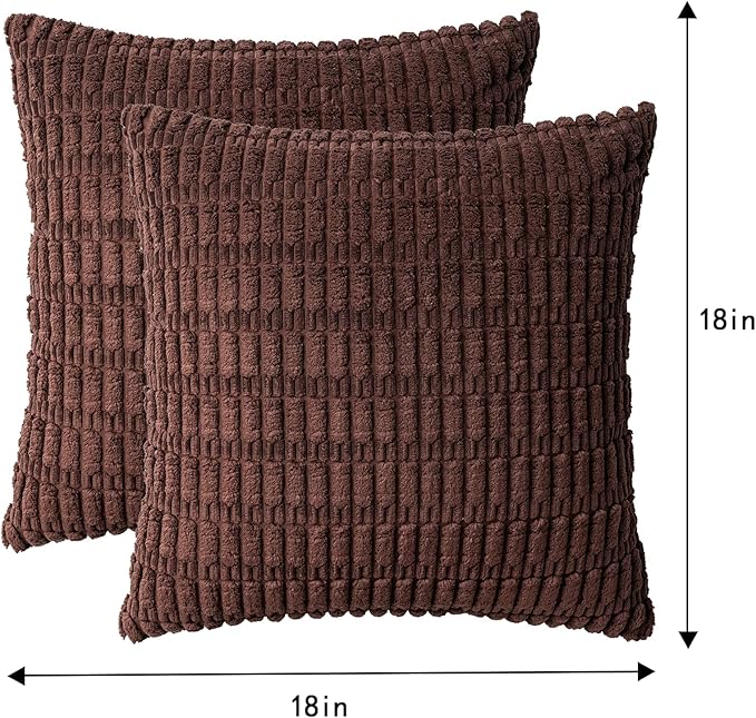 Aegero Pack of 2 Corduroy Decorative Throw Pillow Covers 18x18 InchSoft Boho - Image 4