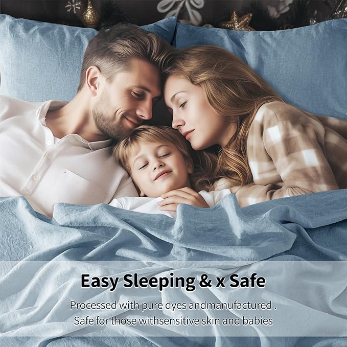 LBRO2M 100% Pure Linen Sheet Set Deep Pocket Up to 16" Bed Sheets Sets - Image 8
