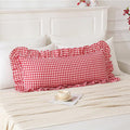 14x36 inches Red/White Plaid Ruffle Lumbar Gingham Pillow Sham 1 Piece by Qilunn