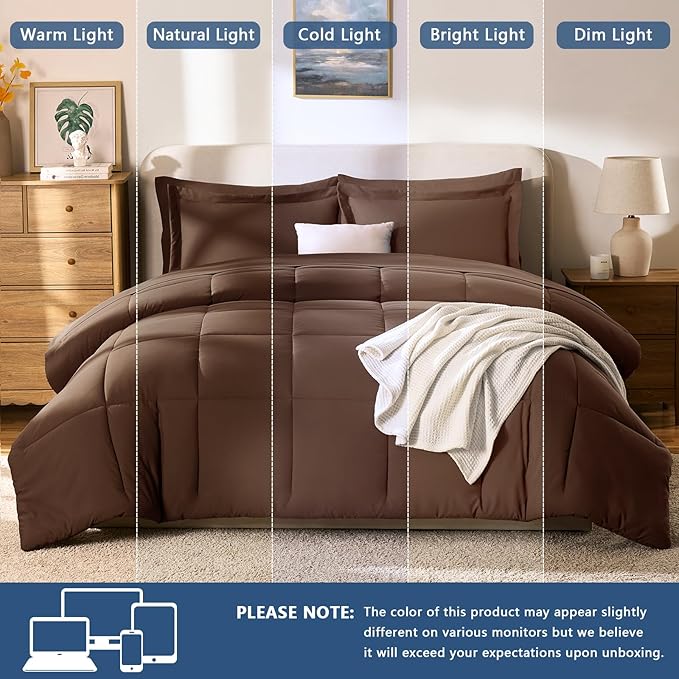 CozyLux Full Size Comforter Sets Brown - Image 7