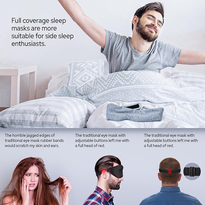 Cotton Sleep Eye Mask for Men Women, 100% Blocking Light Sleeping Mask for Side - Image 5