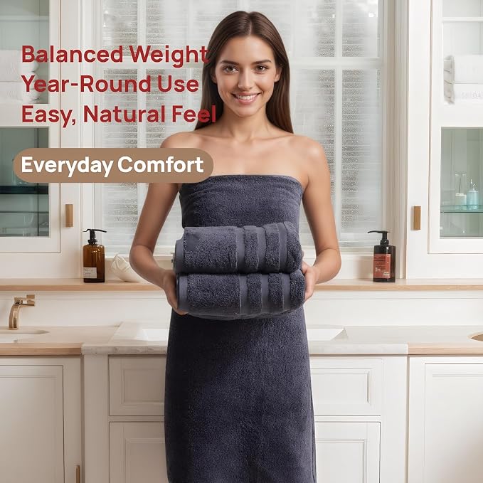Bath Towels 4 Pack, 30 x 60 Inches, Large 100% Cotton Towels, Comfortable - Image 5